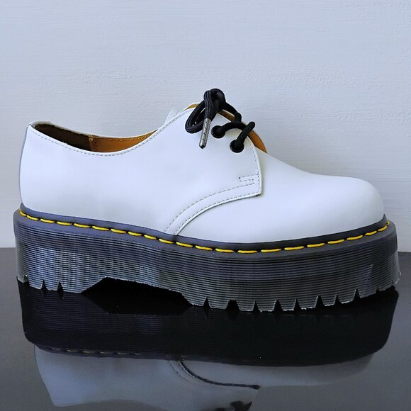 Dr. Martens Men\'s Quad Platform Derby in Beautiful Classic White main image 12